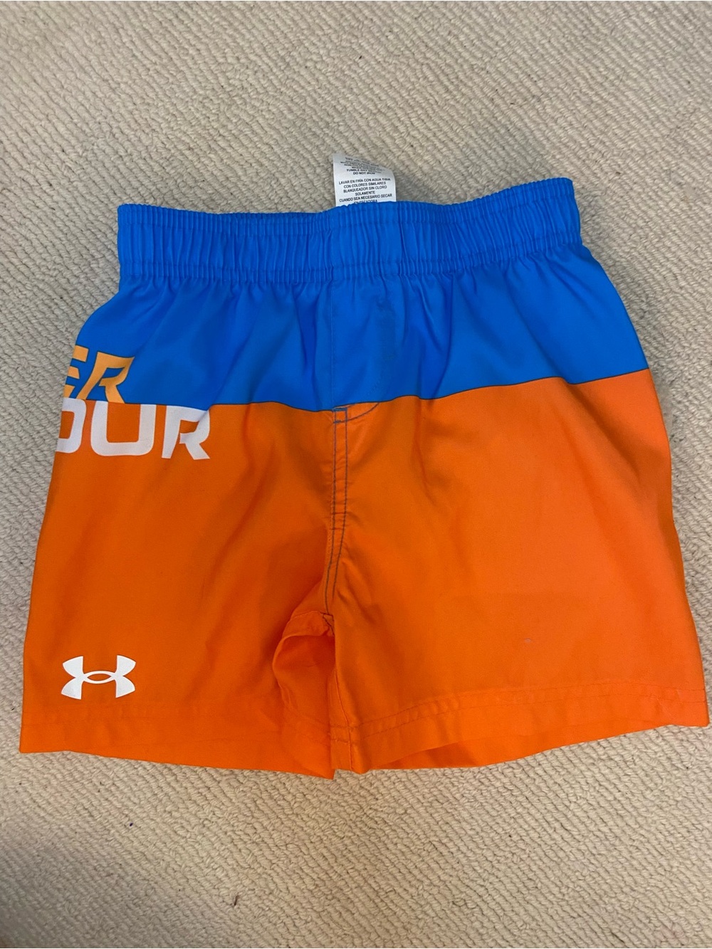 Under Armour Blue and Orange Colorblock Boys' Shorts